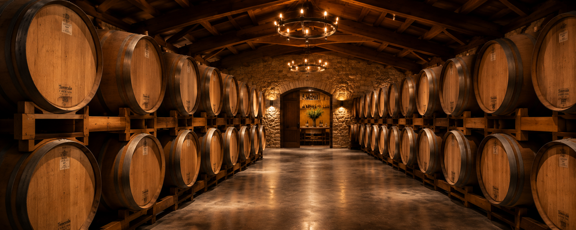 Wine barrels in Temecula cellar